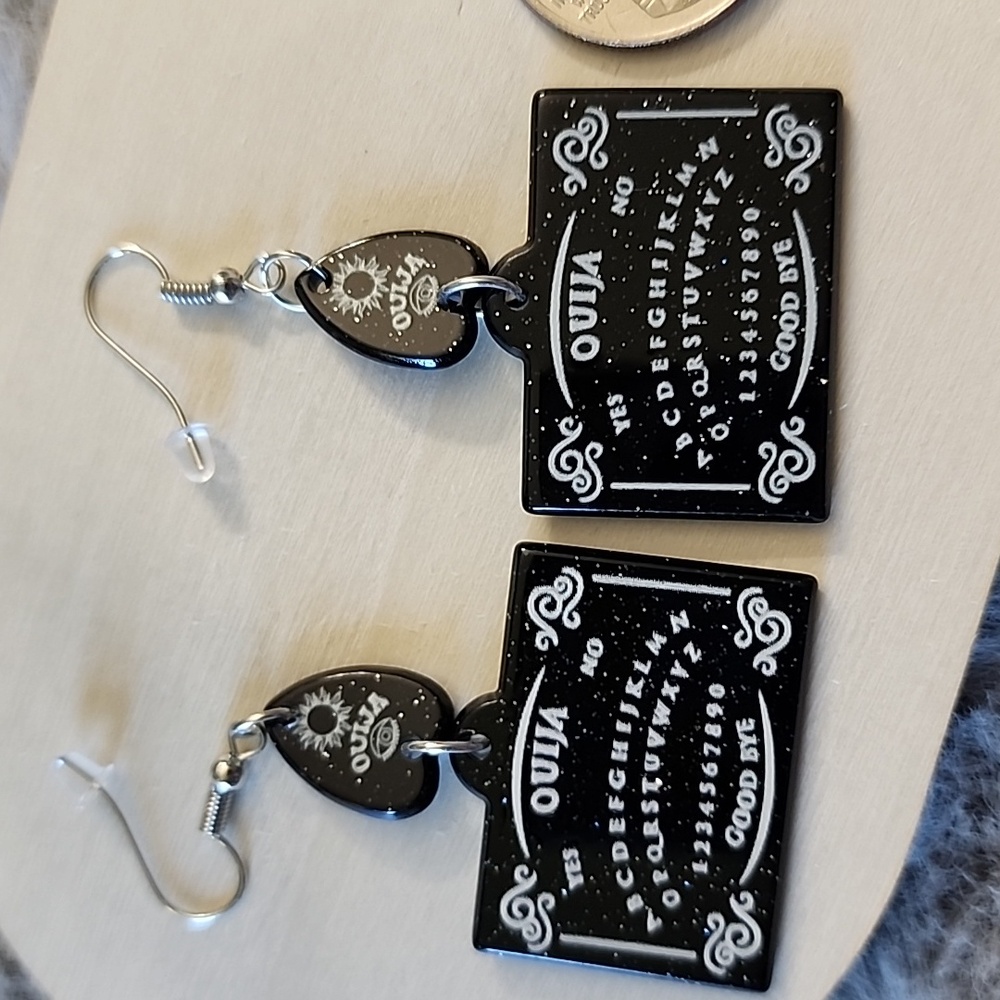 Black and White Ouija‎ Board Earrings